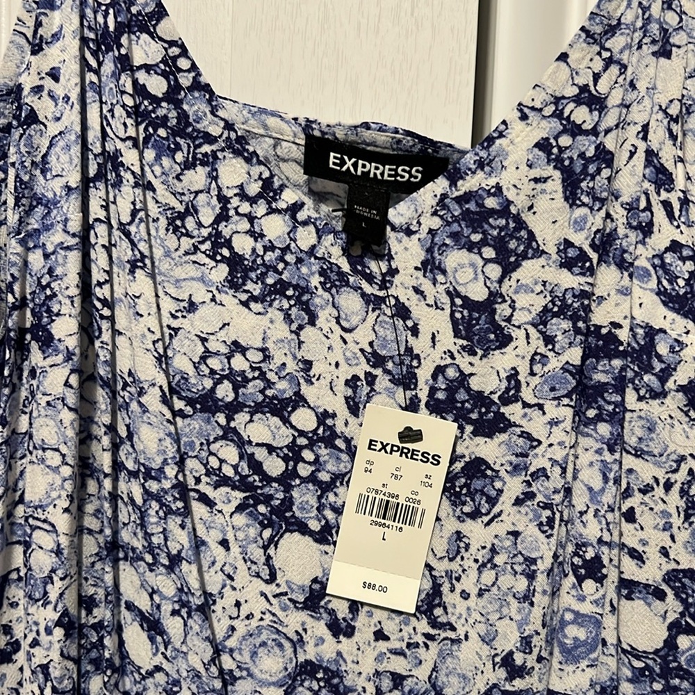 NWT Express Dress - Size Large- Blue and White